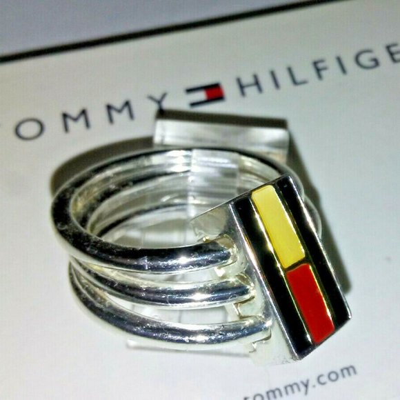 Tommy Hilfiger Silver plated stack ring Size 6 NWT - Picture 1 of 2